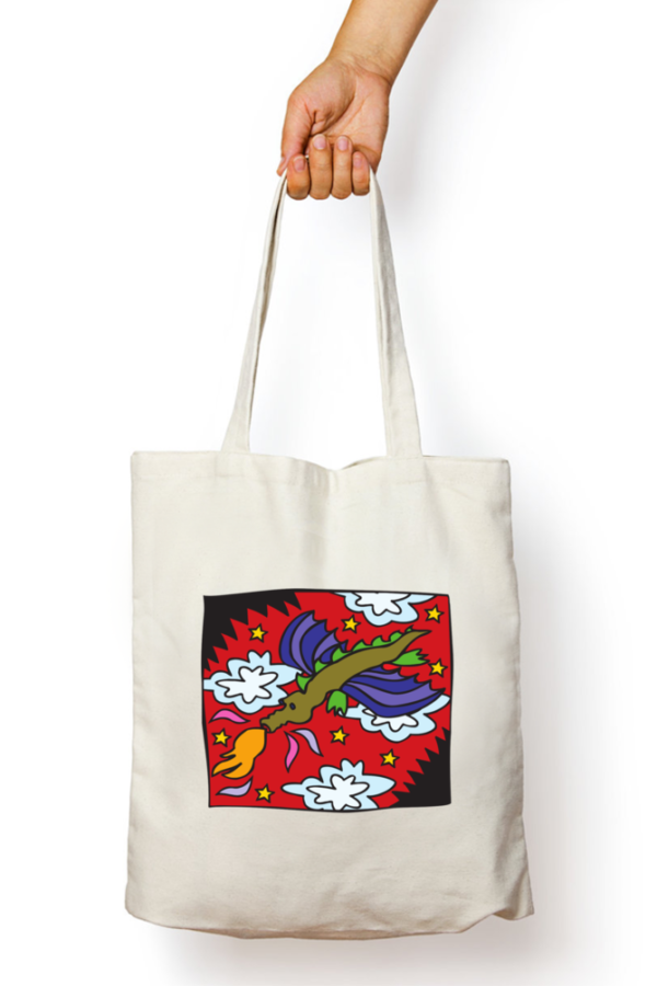 DENSEMARK Tote Bag With Zip Abstract Design